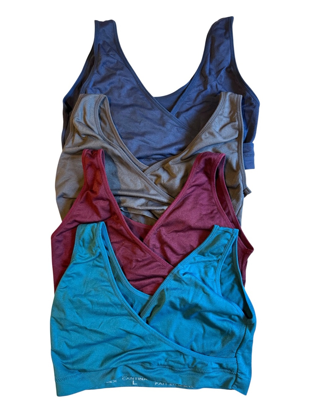 Nursing Bra Bundle Pull On Stretchy Bralette - Blue, Teal, Burgundy, Gray